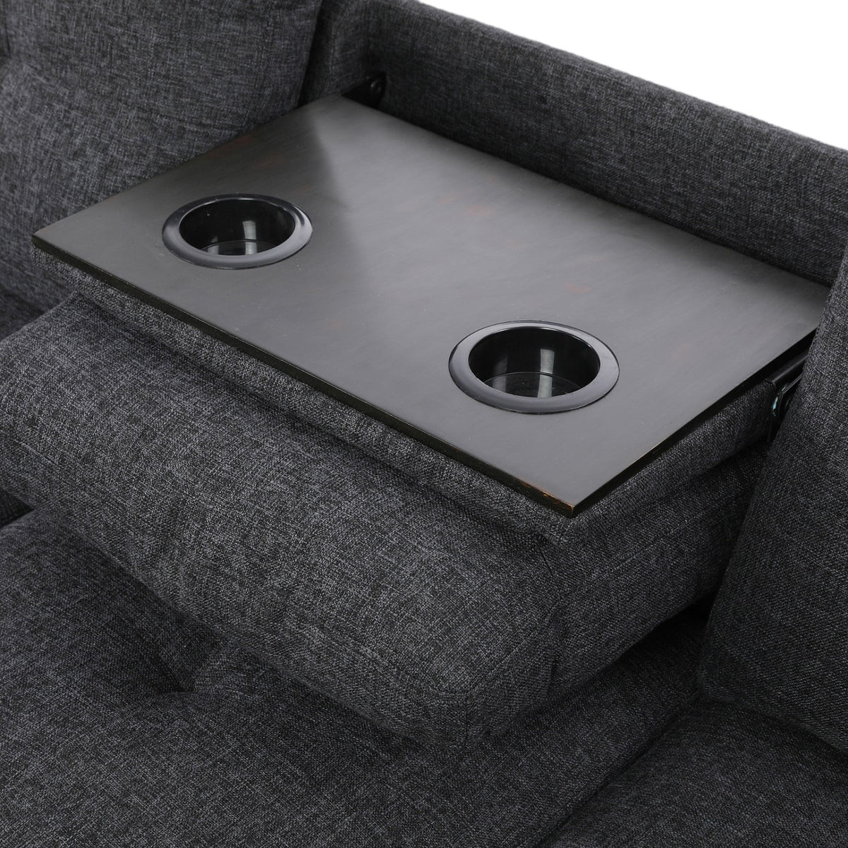 Black Grey Linen 2-Piece Sofa W445