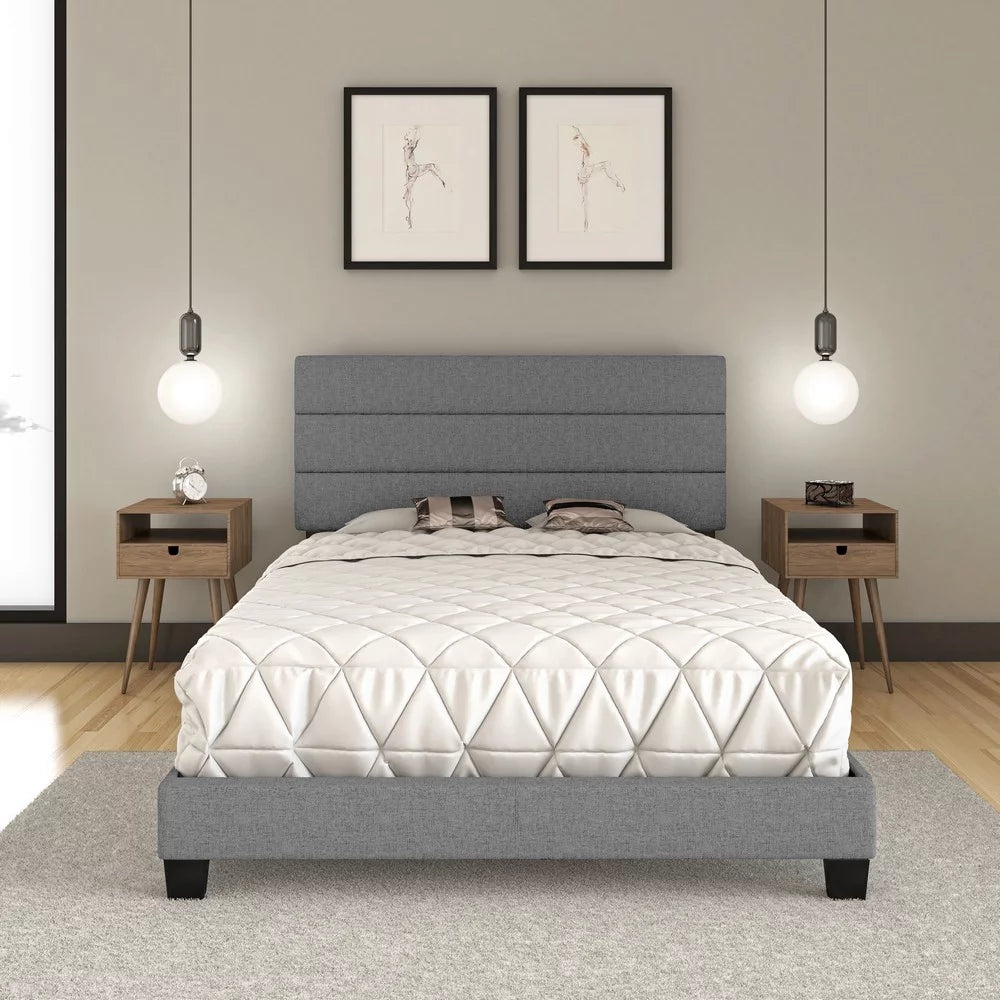 Black Faux Leather Upholstered Platform Bed Frame, Twin X16930