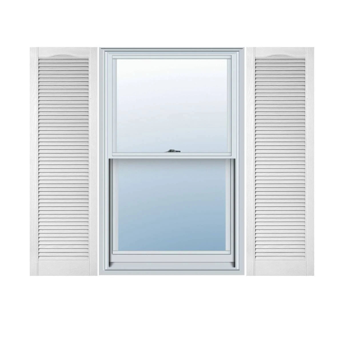 18 inchw x 40 inchh Vinyl Louver Shutters, Bright White E8923