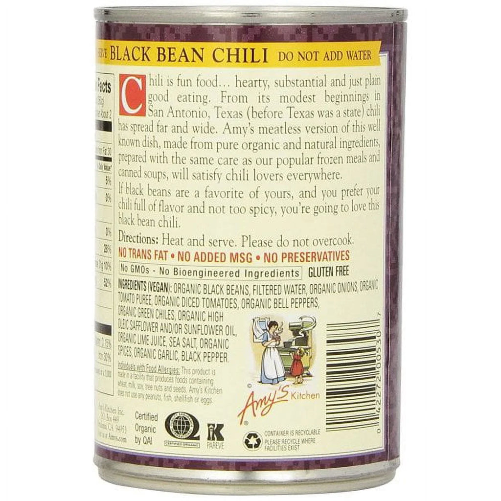Organic Low Fat Medium Black Bean Chili 12 oz Pack of 4 R75840