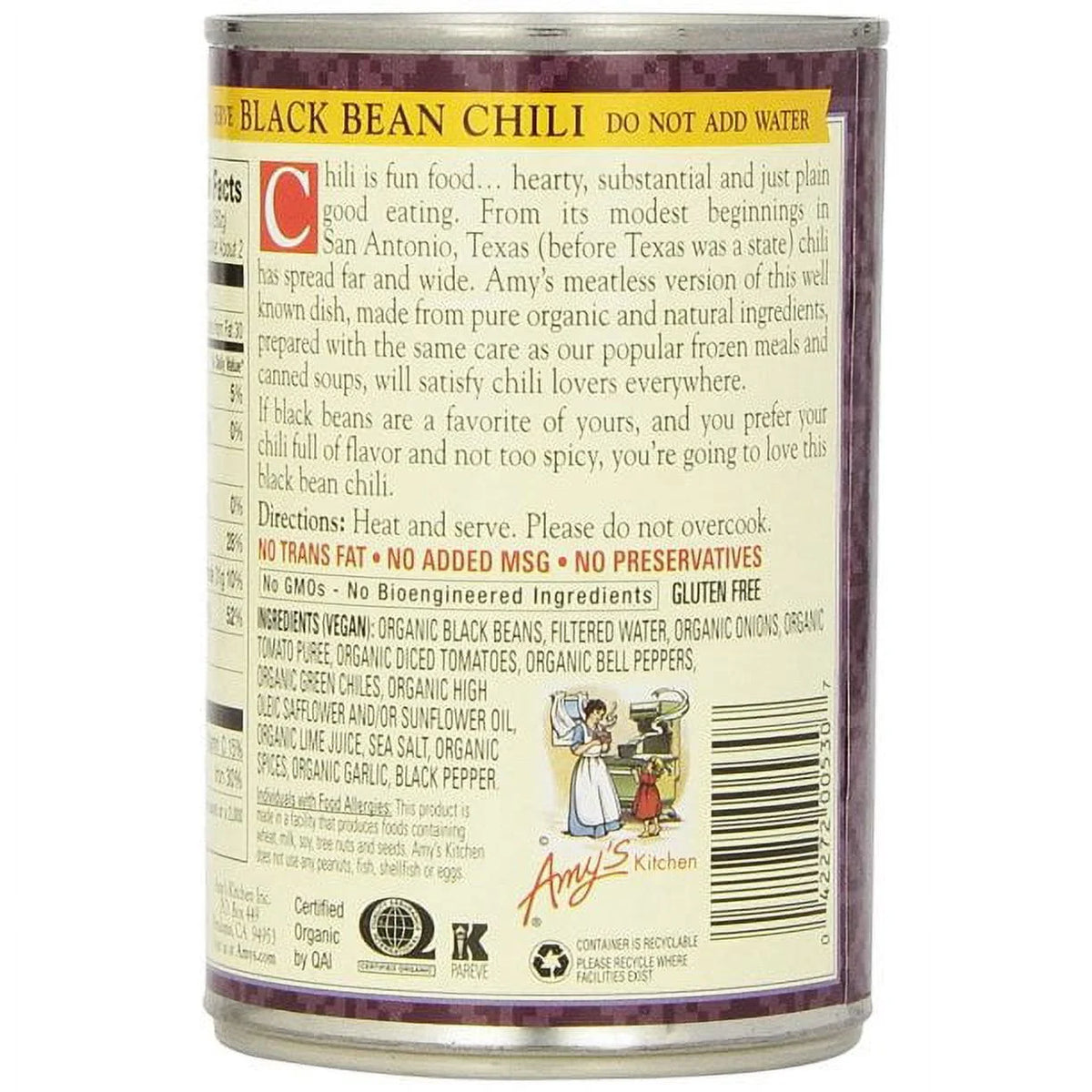 Organic Low Fat Medium Black Bean Chili 12 oz Pack of 4 R75840