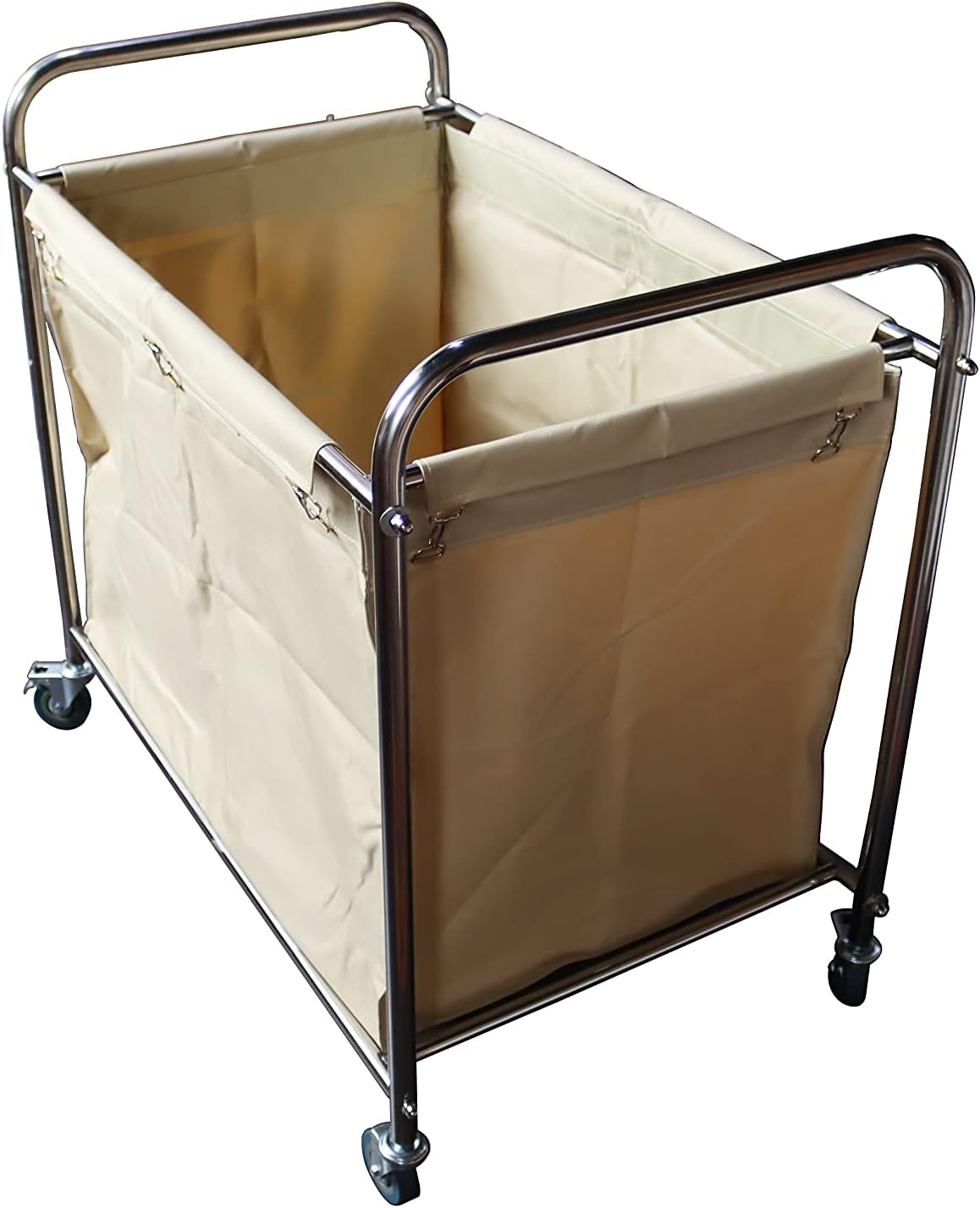 Heavy-Duty Laundry Trolley Cart with Removable Canvas Bag and Rolling Casters U90746