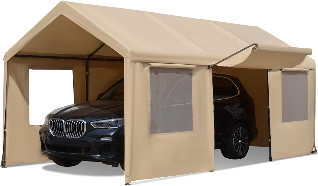 Heavy Duty Carport with Roll-up Sidewall and Ventilated Windows O78751