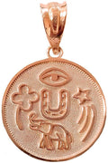 10K Rose Gold Round Coin Medal Pendant Charm Y25142