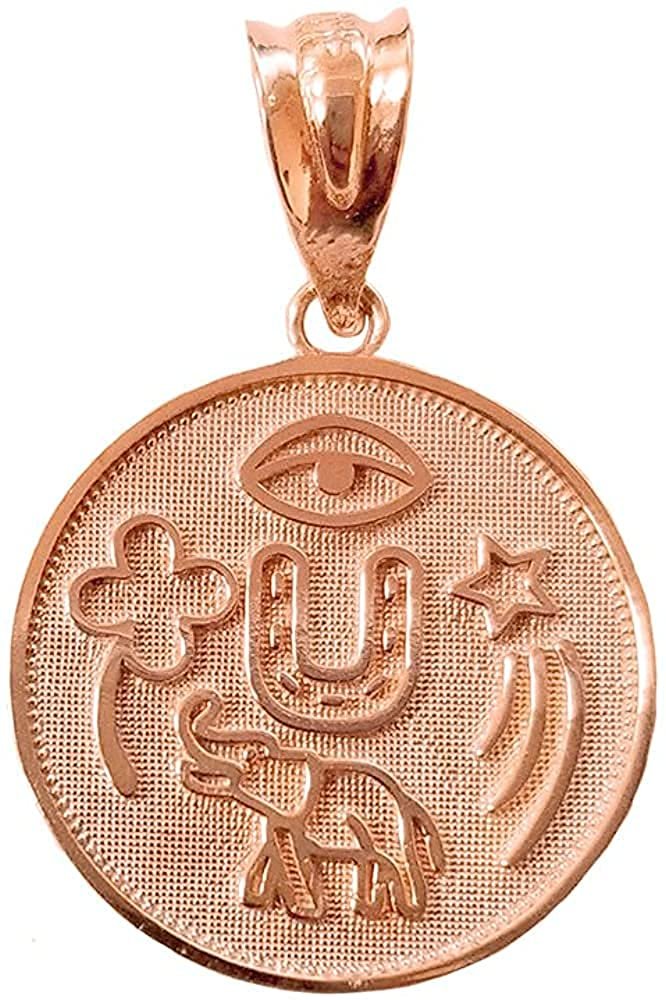 10K Rose Gold Round Coin Medal Pendant Charm Y25142