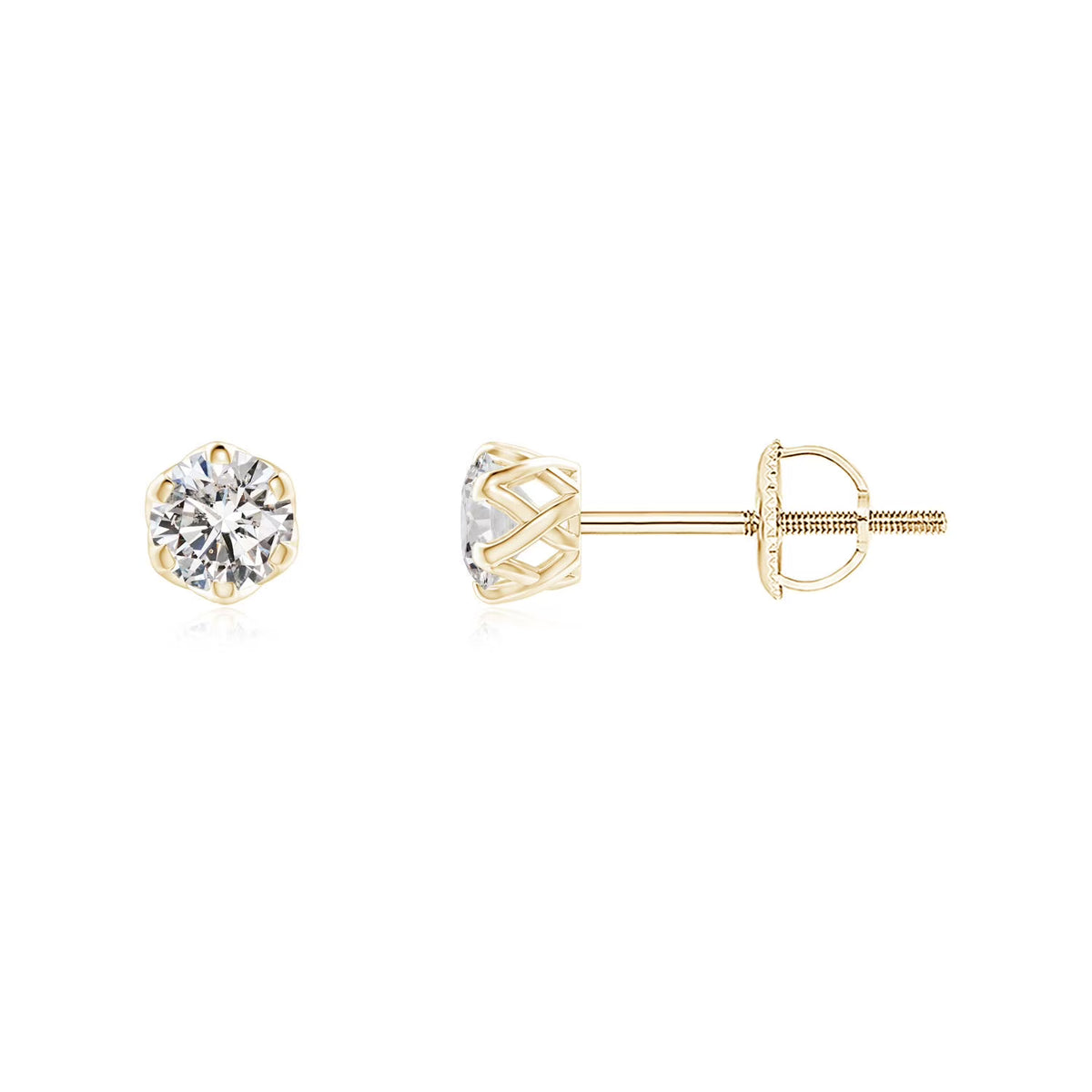 14K Yellow Gold Diamond Solitaire Stud Earrings G678