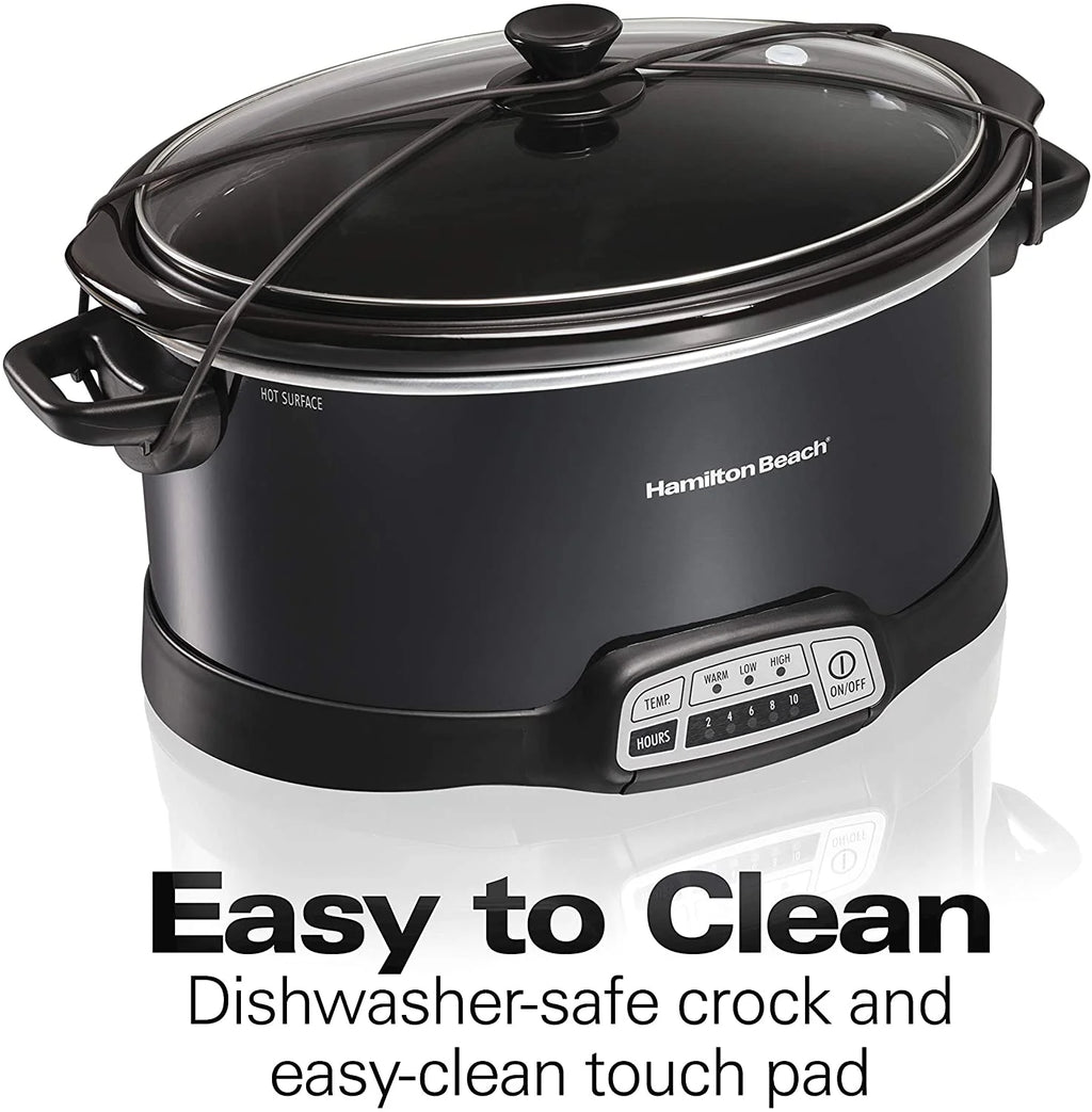 Portable 7-Quart Programmable Slow Cooker with Dishwasher-Safe Crock, Black K65757