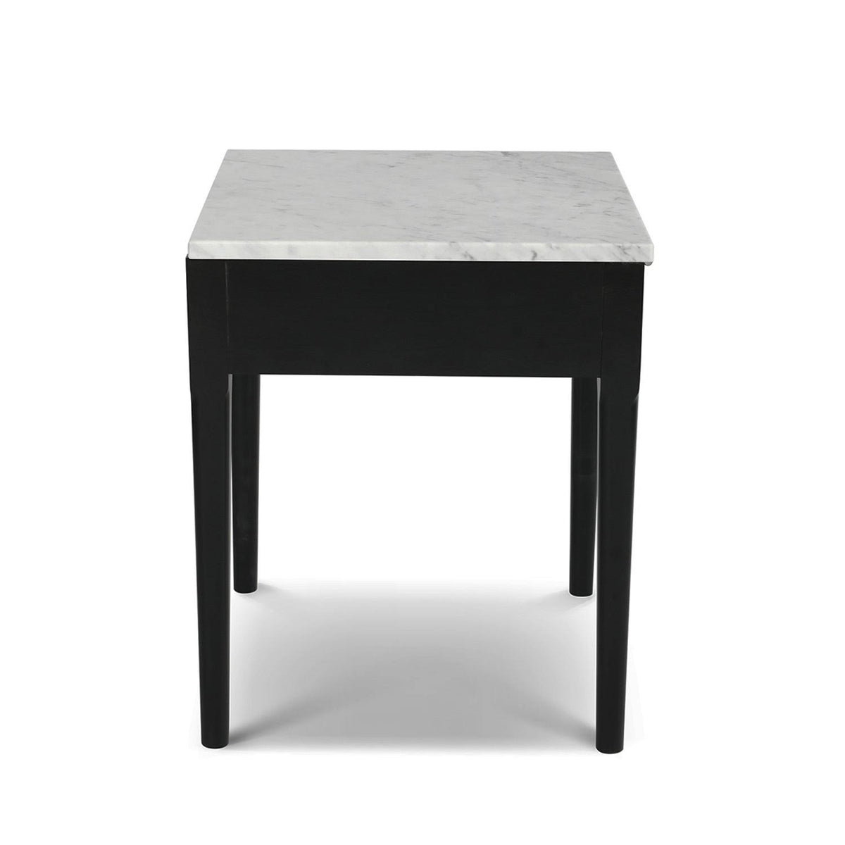 18x22 Square Italian Carrara White Marble Side Table with Black Leg M726454