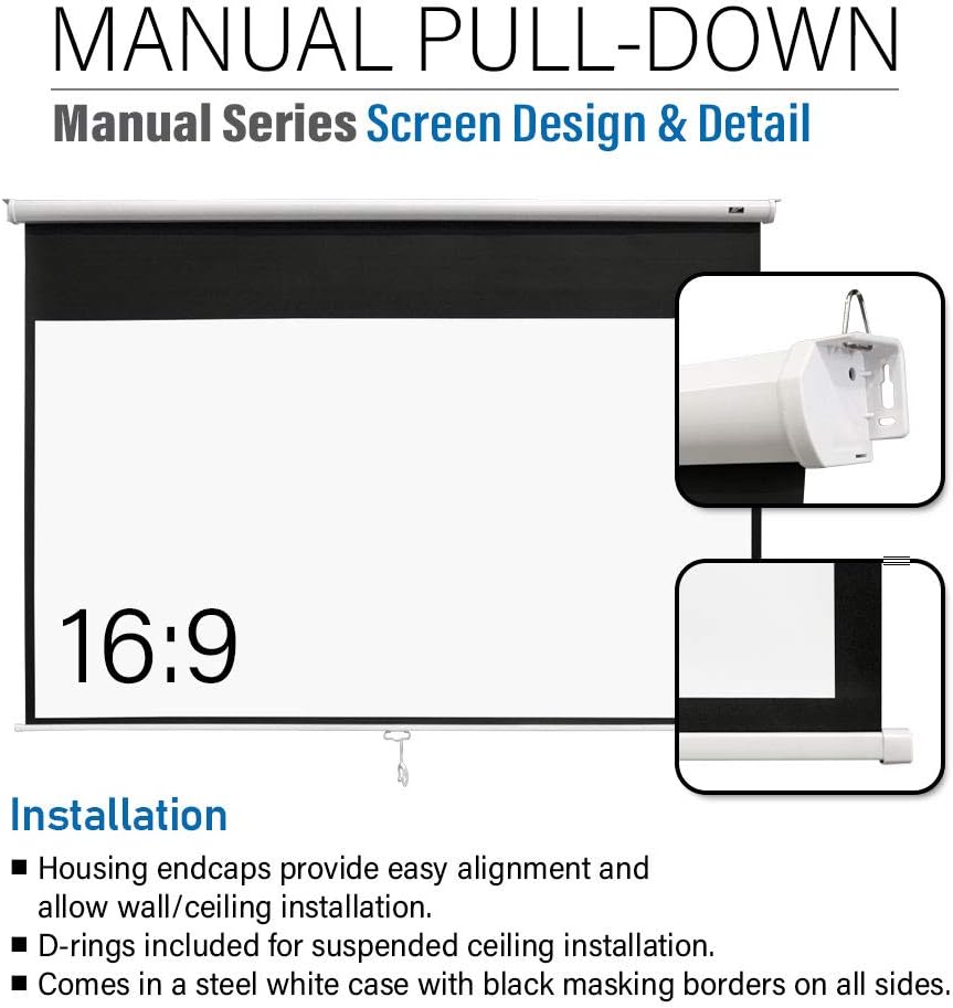 110 inch Pull Down Projector Screen 16:9 White T27311
