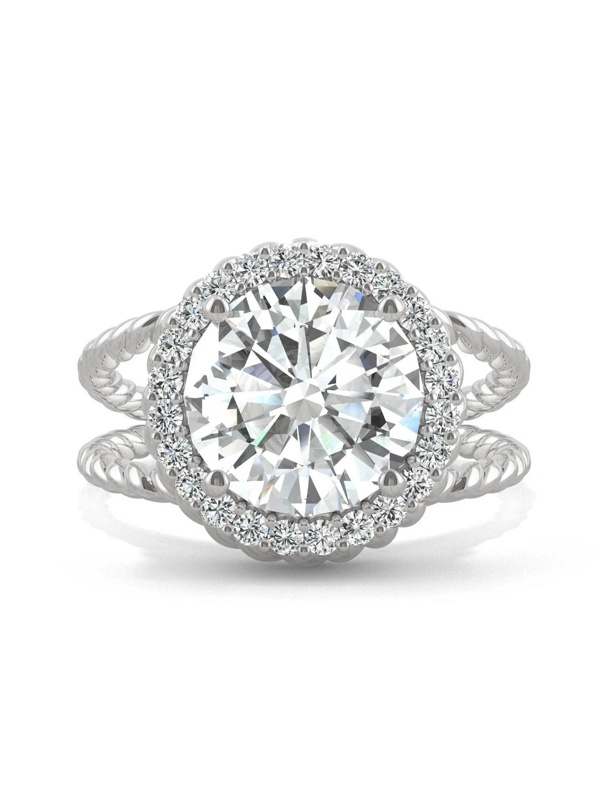14K White Gold Moissanite Halo Engagement Ring S29500