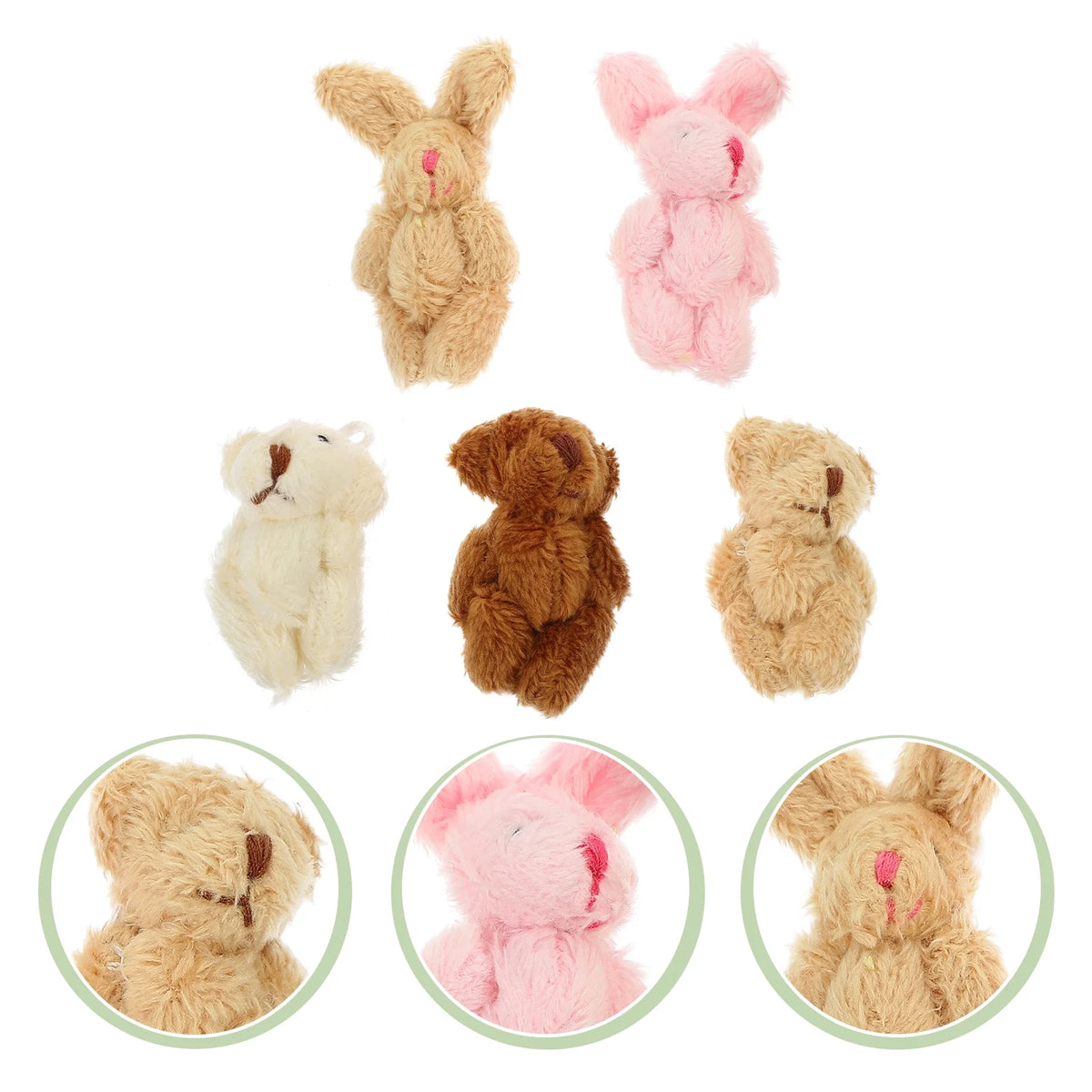 5pcs Miniature Plush Doll Figurines A52340