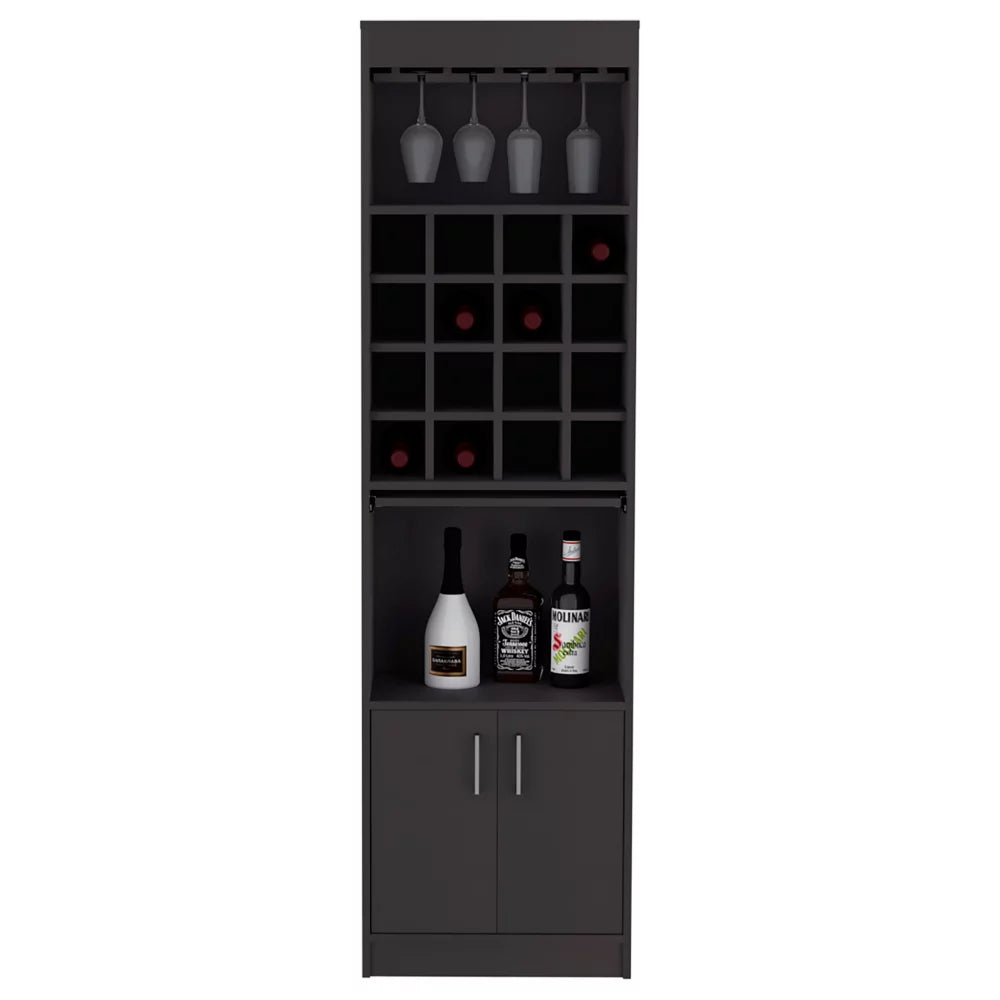 Black Bar Cabinet with 16 Wine Rack F8939