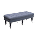 Black and Blue Button Tufted Bench with Caster Wheels S1050