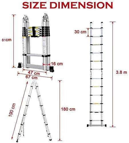 12.5FT Aluminum Telescoping Extension Ladder P215