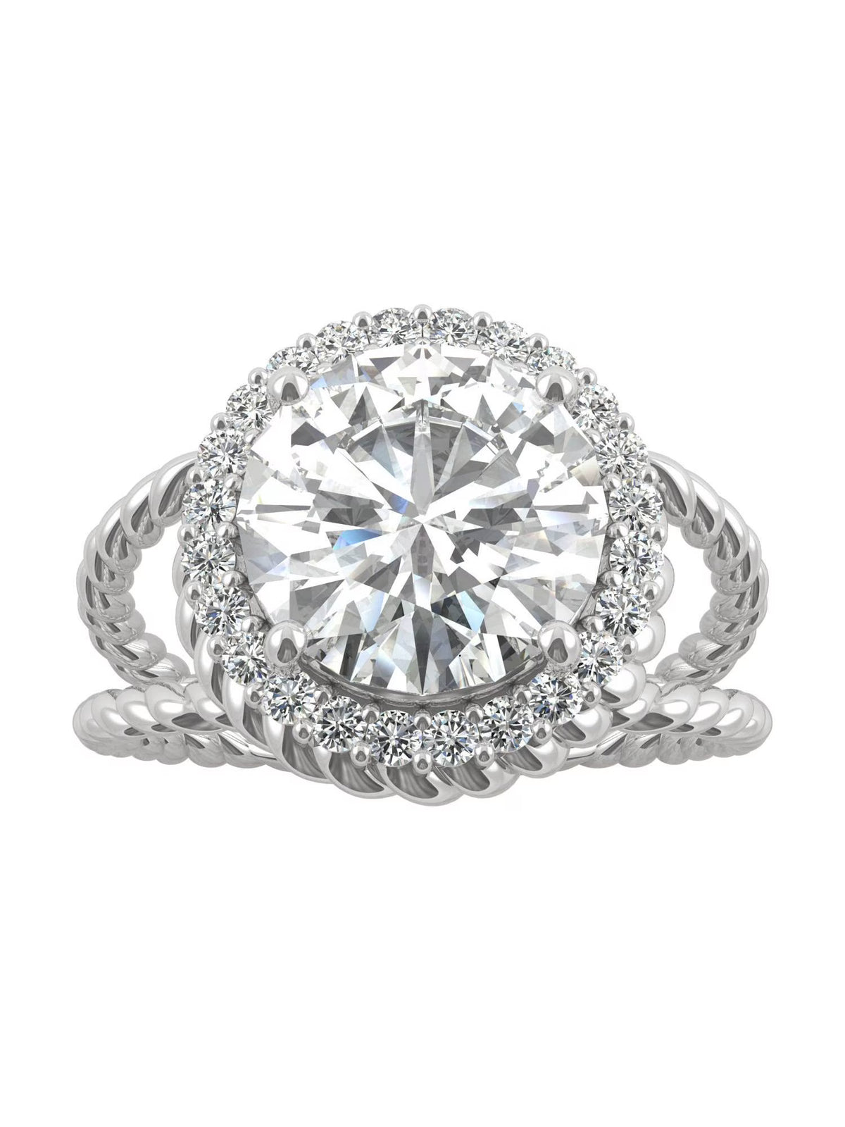 14K White Gold Moissanite Halo Engagement Ring S29500