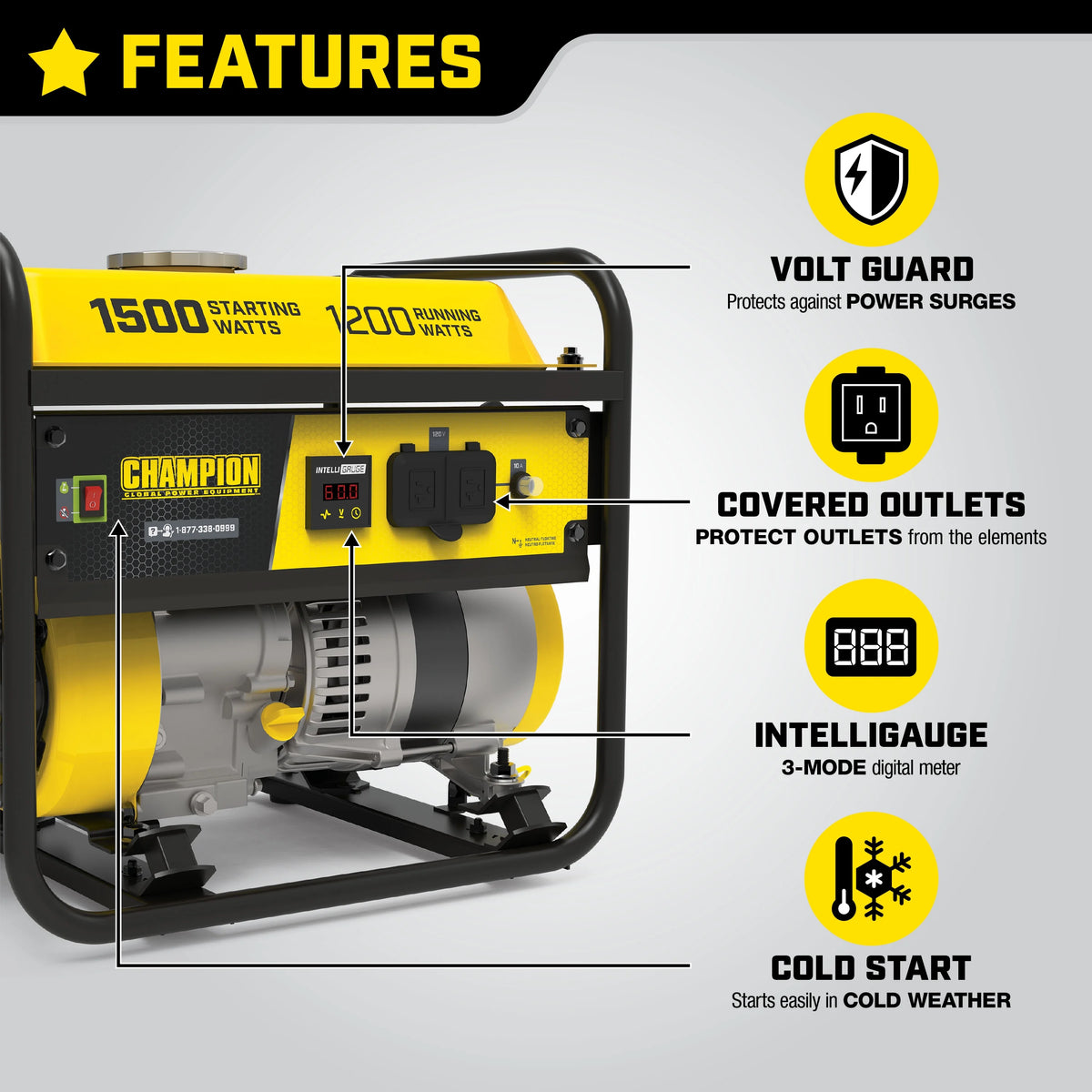 1500/1200 Watt Portable Generator W6807
