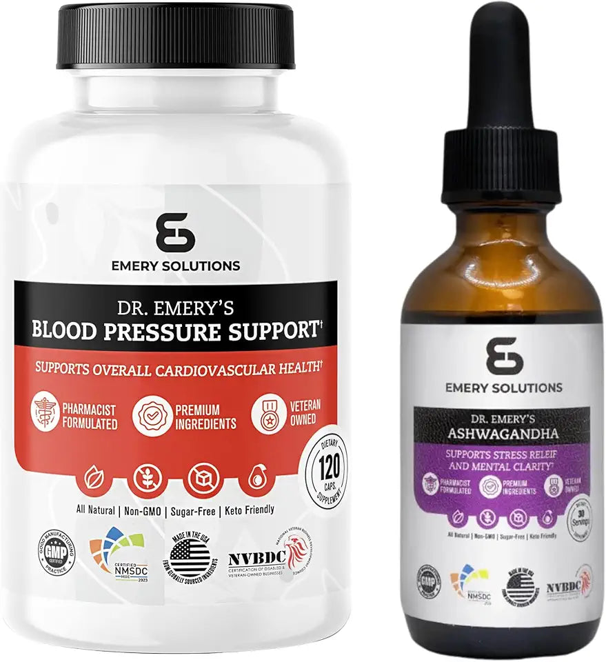 Blood Pressure Support Capsules & Ashwaganda Liquid Drops T2087