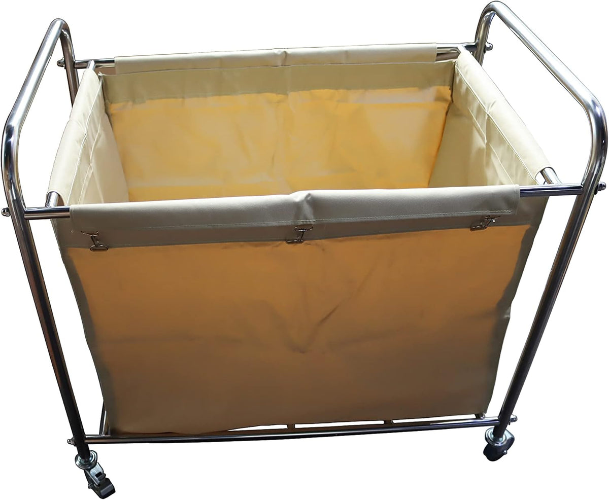 Heavy-Duty Laundry Trolley Cart with Removable Canvas Bag and Rolling Casters U90746
