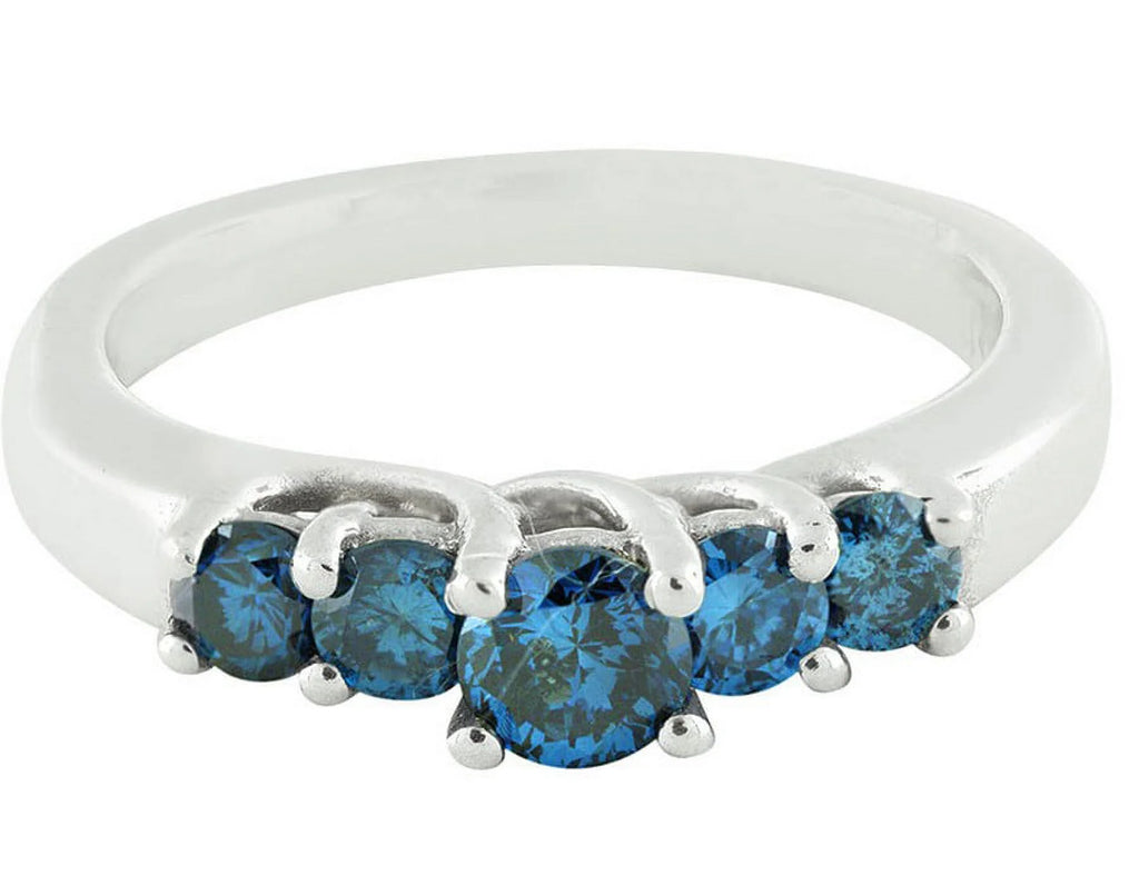 10K White Gold Treated Blue Diamond Engagement Ring 0.75ct C506855